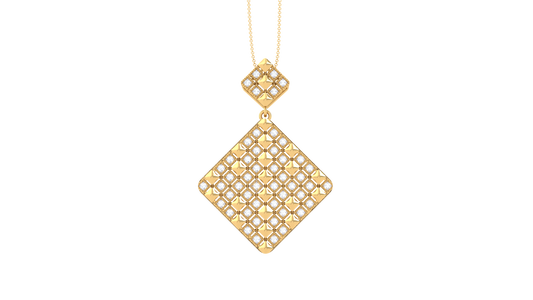 Rhombus Pave Charm Pendent In Gold  - 0.57 Ct Sparking Diamond
