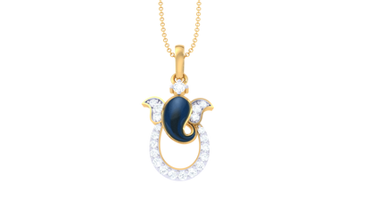 Divine Ganesha Pendant In Gold - 0.15 Ct Brilliant Cut Diamonds