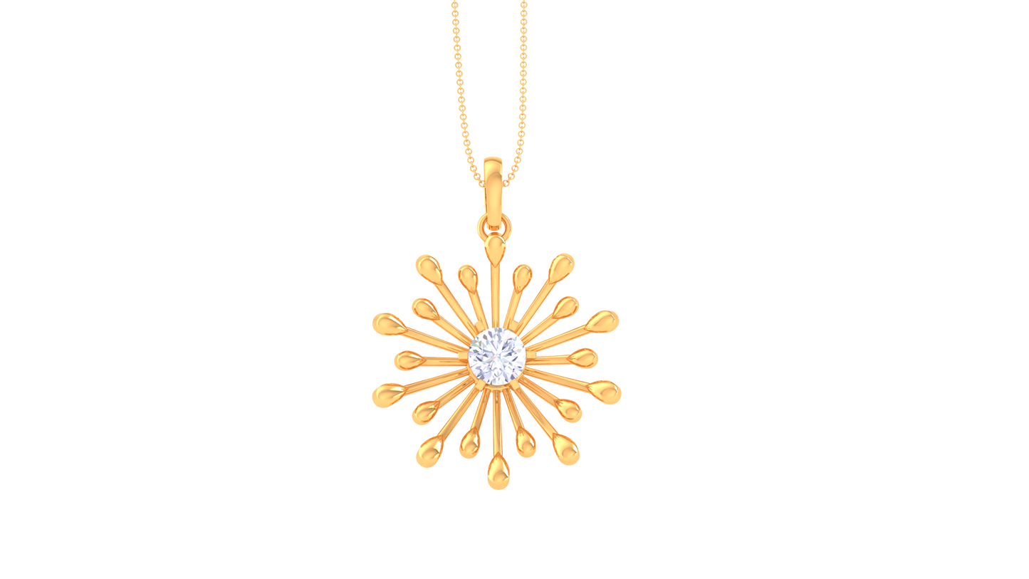 Radiant Sunburst Pendant In Yellow Gold - 0.59 Ct Diamond Core