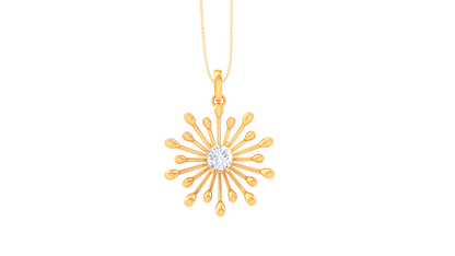 Radiant Sunburst Pendant In Yellow Gold - 0.59 Ct Diamond Core
