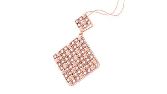 Rhombus Pave Charm Pendent In Gold  - 0.57 Ct Sparking Diamond