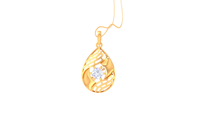 Lattice Teardrop Pendant In Rose Gold - 0.59 Ct Diamond In Center