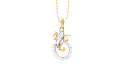 Divine Gajanan Pendant In Gold - 0.15 Ct Diamond Accents