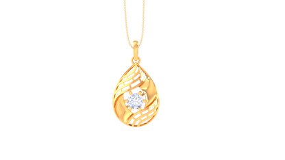 Lattice Teardrop Pendant In Rose Gold - 0.59 Ct Diamond In Center