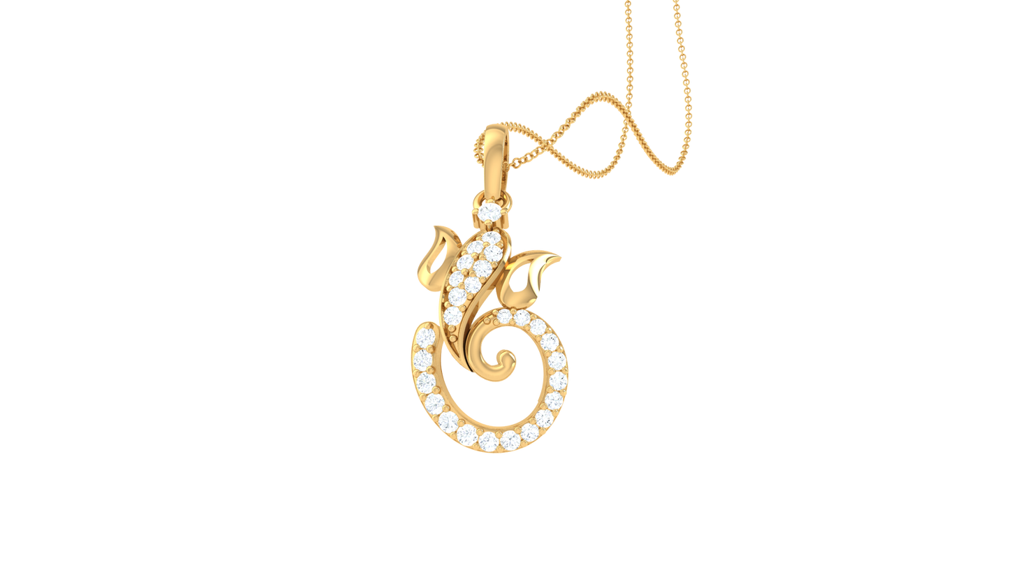 Divine Gajanan Pendant In Gold - 0.15 Ct Diamond Accents