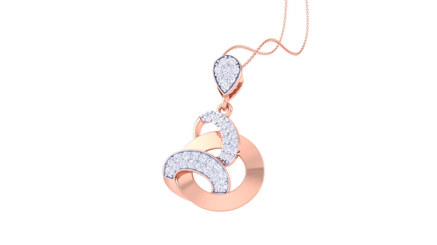 0.33 Ct - Diamond Encrusted Gold Pendant With Circle Design