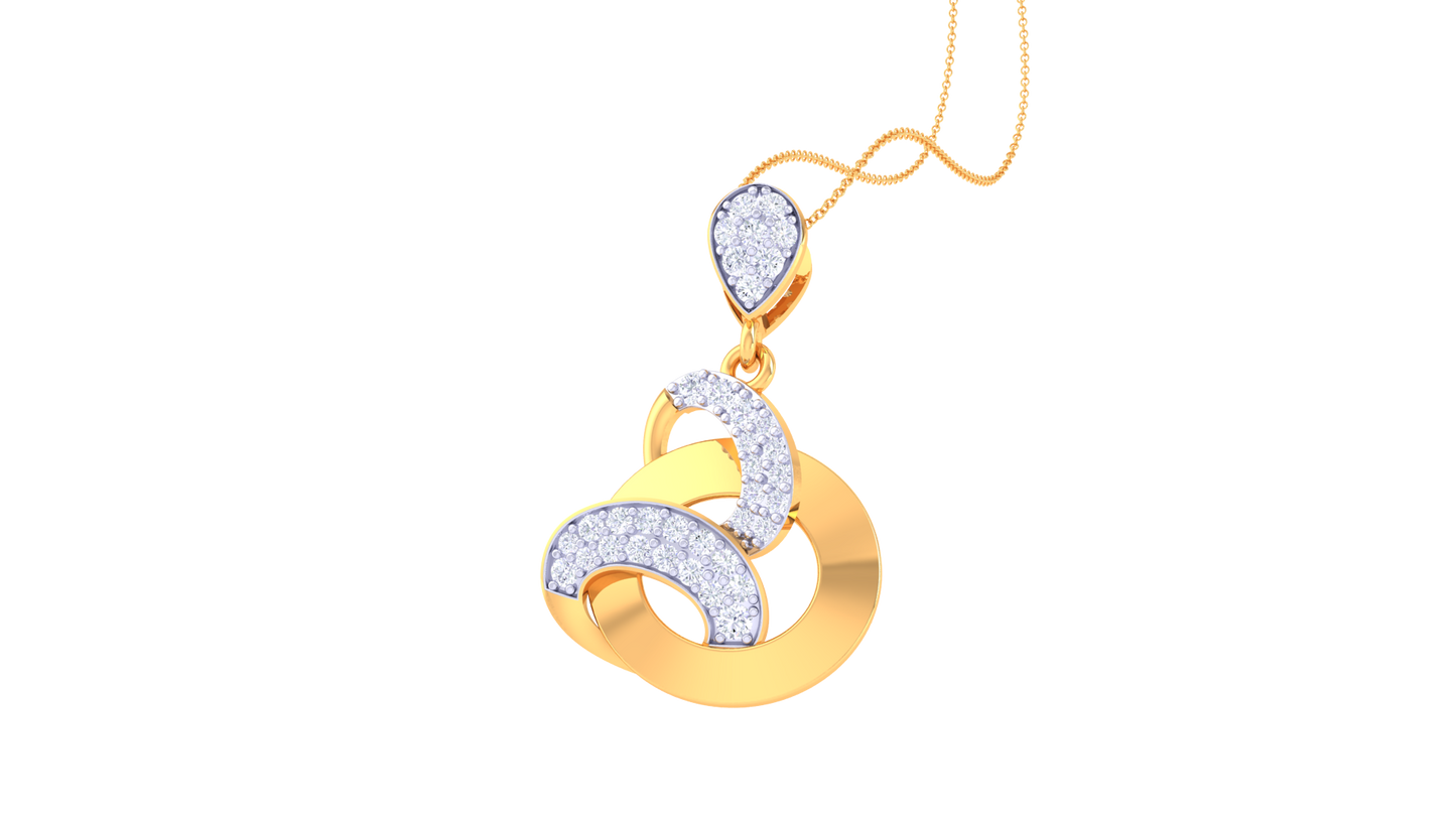 0.33 Ct - Diamond Encrusted Gold Pendant With Circle Design
