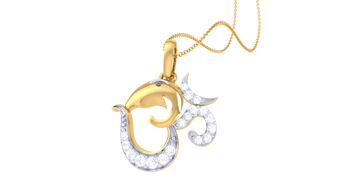 Divine Om Pendant In Gold - 0.11 Ct Diamond Embellishments