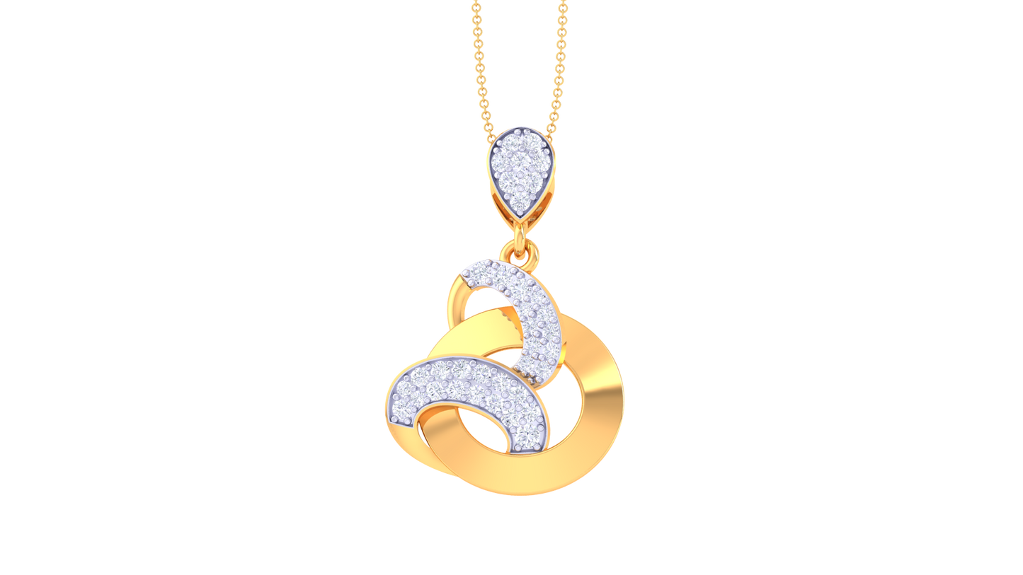 0.33 Ct - Diamond Encrusted Gold Pendant With Circle Design