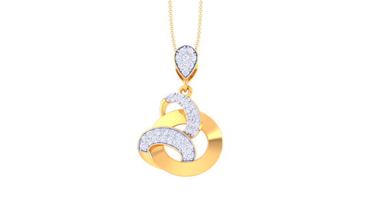 0.33 Ct - Diamond Encrusted Gold Pendant With Circle Design