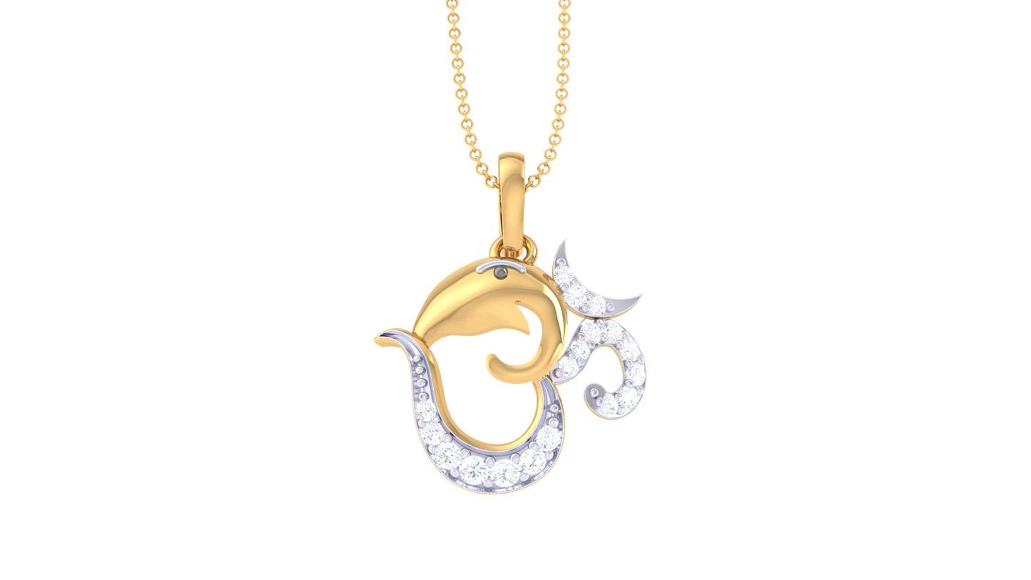 Divine Om Pendant In Gold - 0.11 Ct Diamond Embellishments