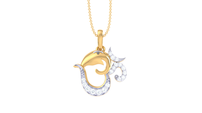 Divine Om Pendant In Gold - 0.11 Ct Diamond Embellishments
