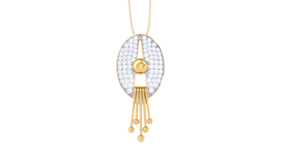 Sculptural Oval Gold Pendant - 0.54 Ct Pave Set Diamonds