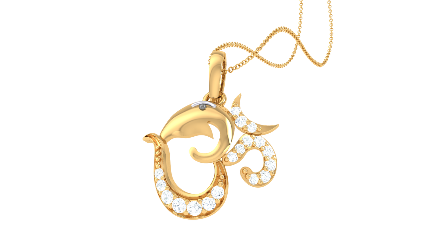 Divine Om Pendant In Gold - 0.11 Ct Diamond Embellishments