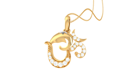 Divine Om Pendant In Gold - 0.11 Ct Diamond Embellishments