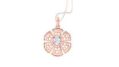 Lattice Petal Gold Pendent – 0.59 Ct Diamond In Center