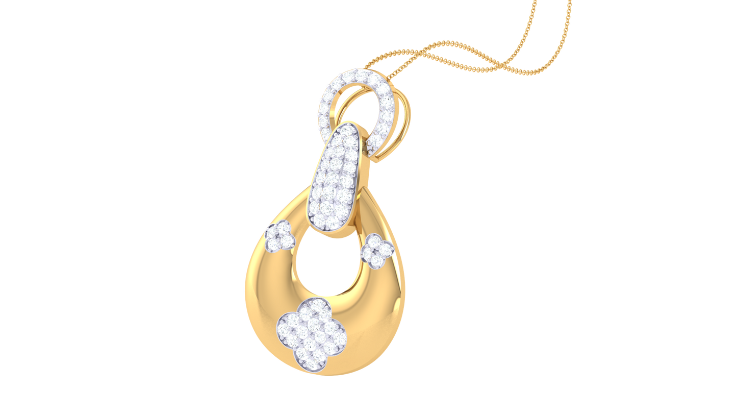Dewdrop Sparkle Gold Pendant - 0.44 ct Diamonds