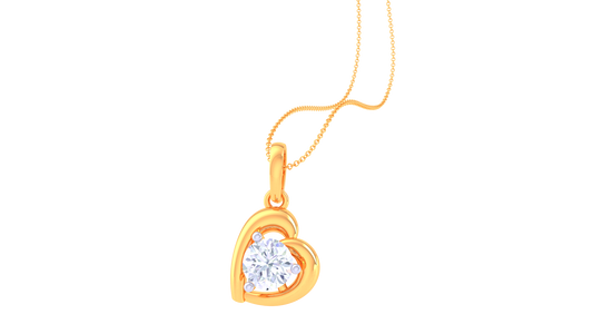 Heart's Solitaire Embrace Pendant – 0.59 Ct Round Diamond In Gold