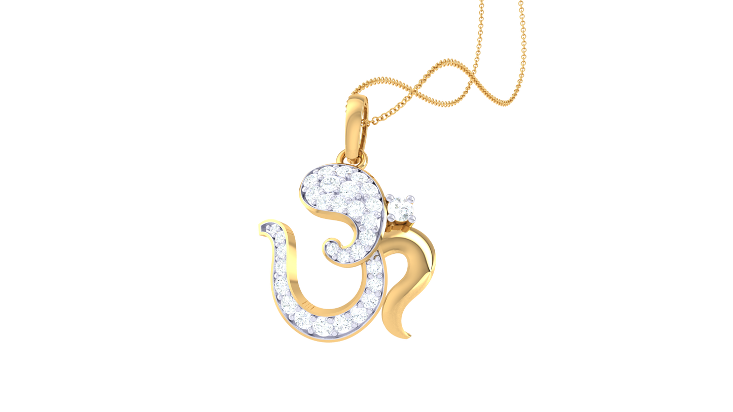 Shiv Om Diamond Pendant In Gold – 0.24 Ct Spiritual Elegance
