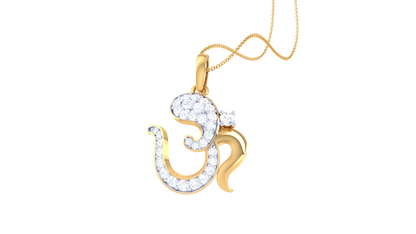 Shiv Om Diamond Pendant In Gold – 0.24 Ct Spiritual Elegance