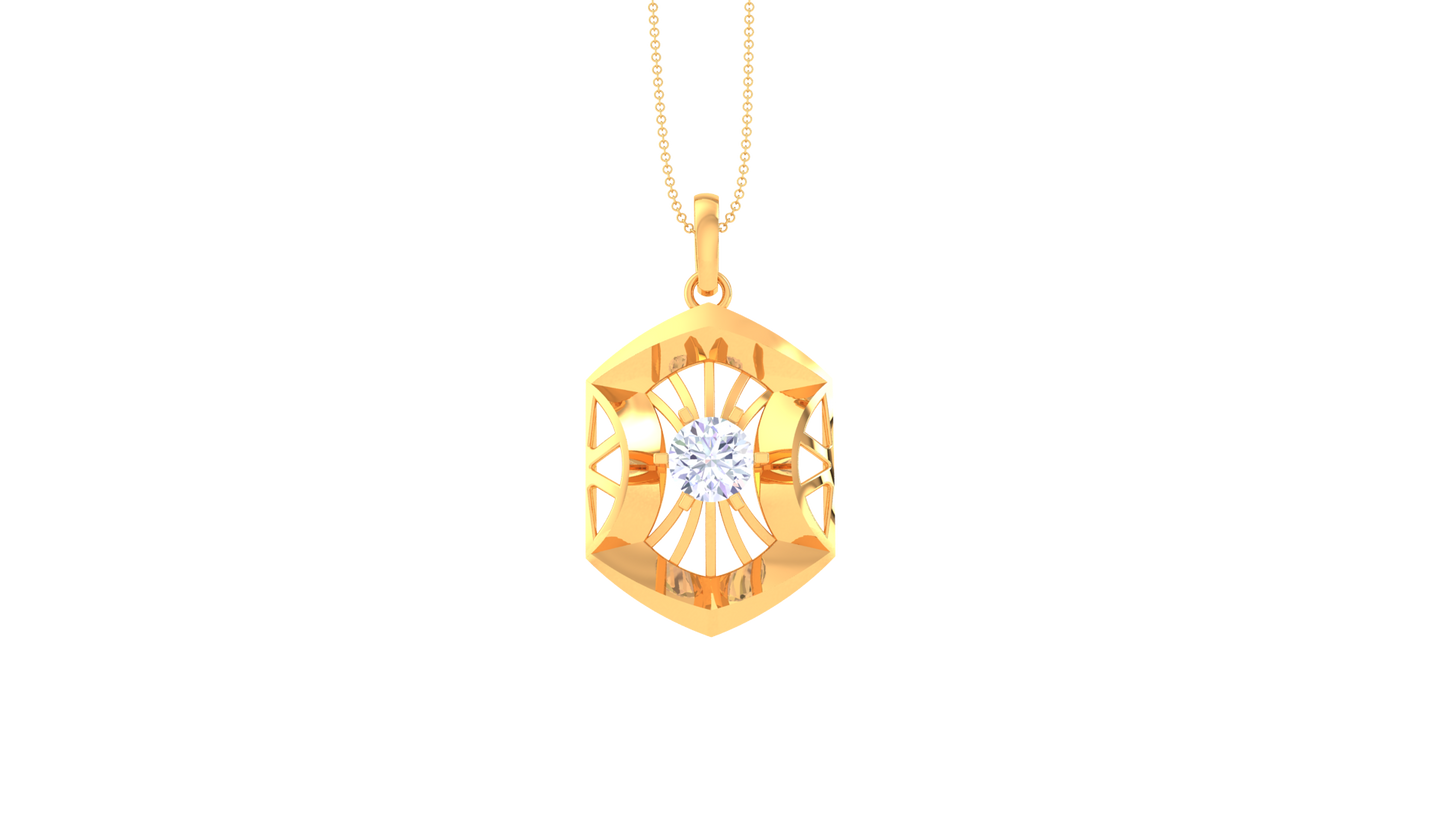 Celestial Hexa Pendant In Rose Gold - 0.59 Ct Diamond Accent