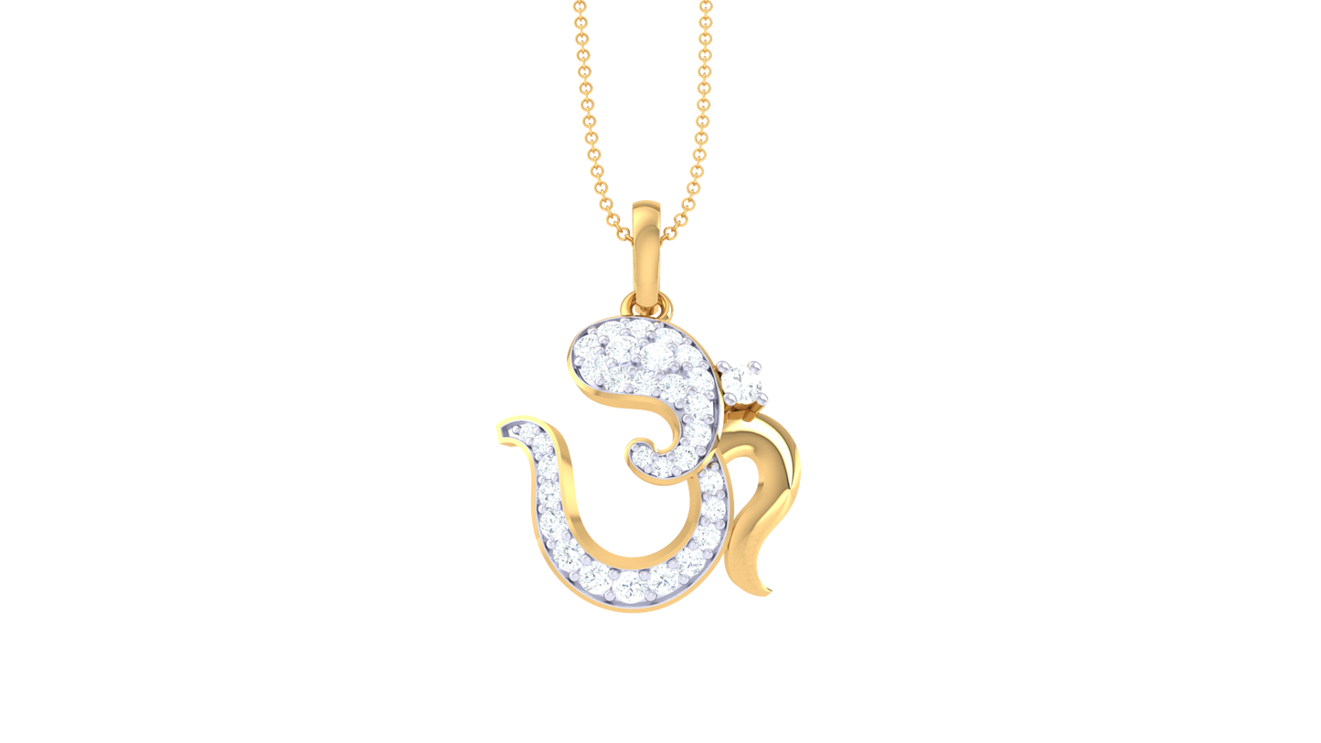 Shiv Om Diamond Pendant In Gold – 0.24 Ct Spiritual Elegance