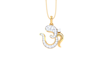 Shiv Om Diamond Pendant In Gold – 0.24 Ct Spiritual Elegance