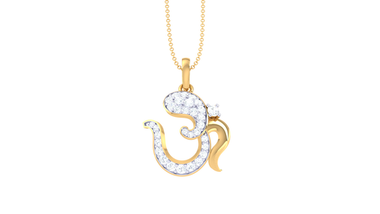 Shiv Om Diamond Pendant In Gold – 0.24 Ct Spiritual Elegance