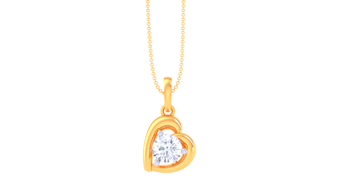 Heart's Solitaire Embrace Pendant – 0.59 Ct Round Diamond In Gold