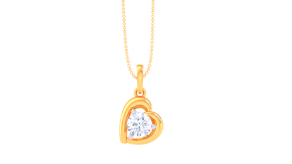 Heart's Solitaire Embrace Pendant – 0.59 Ct Round Diamond In Gold