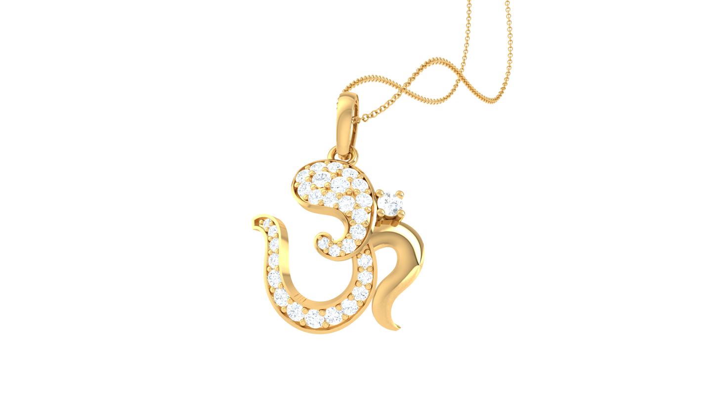 Shiv Om Diamond Pendant In Gold – 0.24 Ct Spiritual Elegance