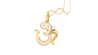 Shiv Om Diamond Pendant In Gold – 0.24 Ct Spiritual Elegance