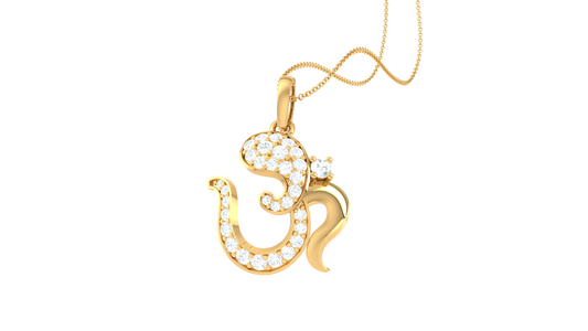 Shiv Om Diamond Pendant In Gold – 0.24 Ct Spiritual Elegance