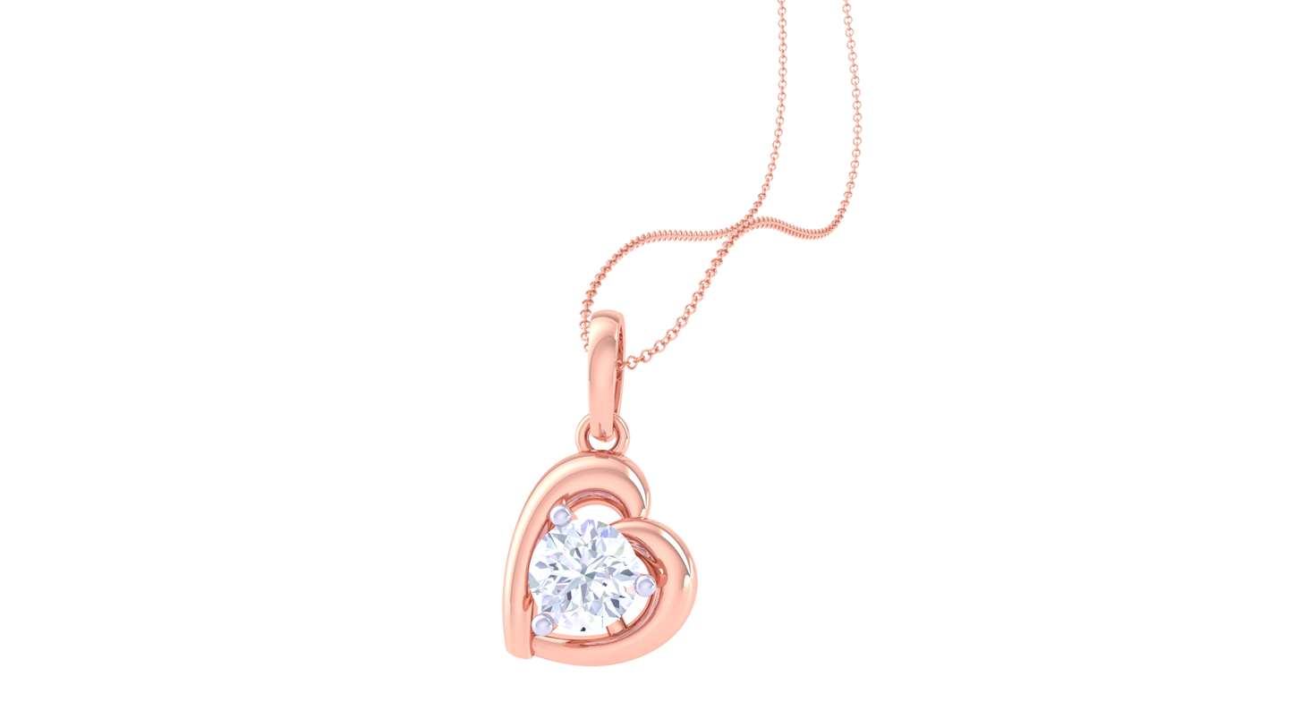 Heart's Solitaire Embrace Pendant – 0.59 Ct Round Diamond In Gold