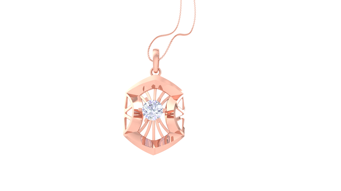 Celestial Hexa Pendant In Rose Gold - 0.59 Ct Diamond Accent
