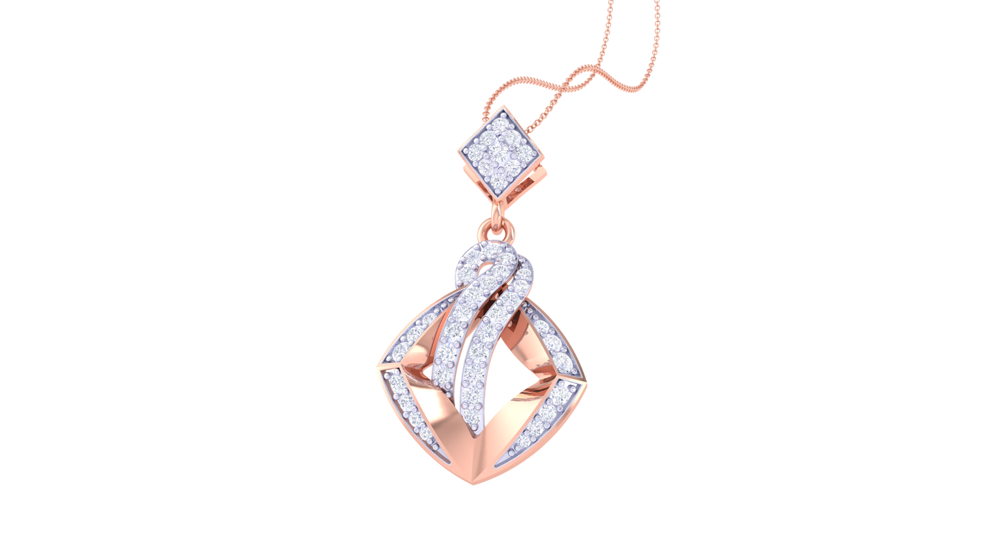 Charming Geometric Gold and Diamond Pendent - 0.40 Ct
