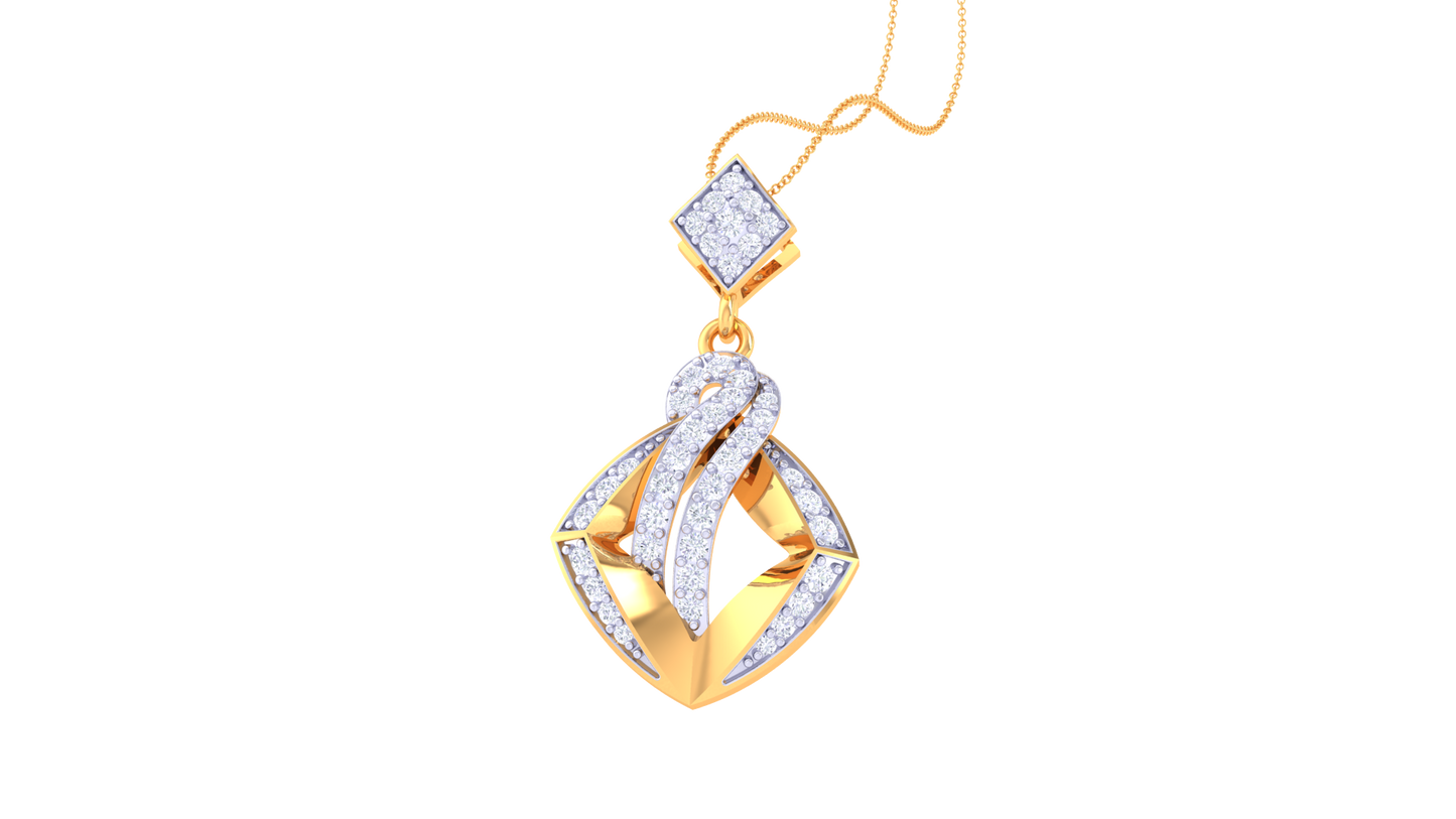 Charming Geometric Gold and Diamond Pendent - 0.40 Ct