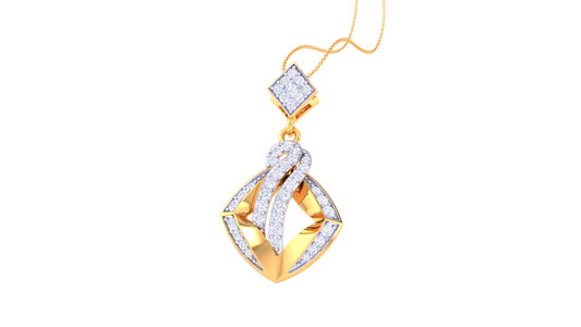 Charming Geometric Gold and Diamond Pendent - 0.40 Ct