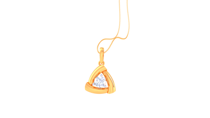 Modern Trinity Solitaire Pendant – 0.59 Ct Trangular Diamond In Gold