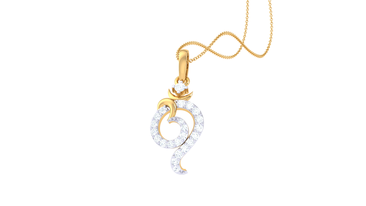 Melodic Bloom Om Pendant In Gold – 0.16 Ct Brilliant Diamonds