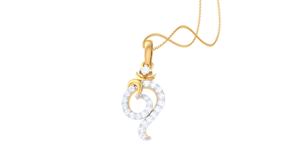 Melodic Bloom Om Pendant In Gold – 0.16 Ct Brilliant Diamonds