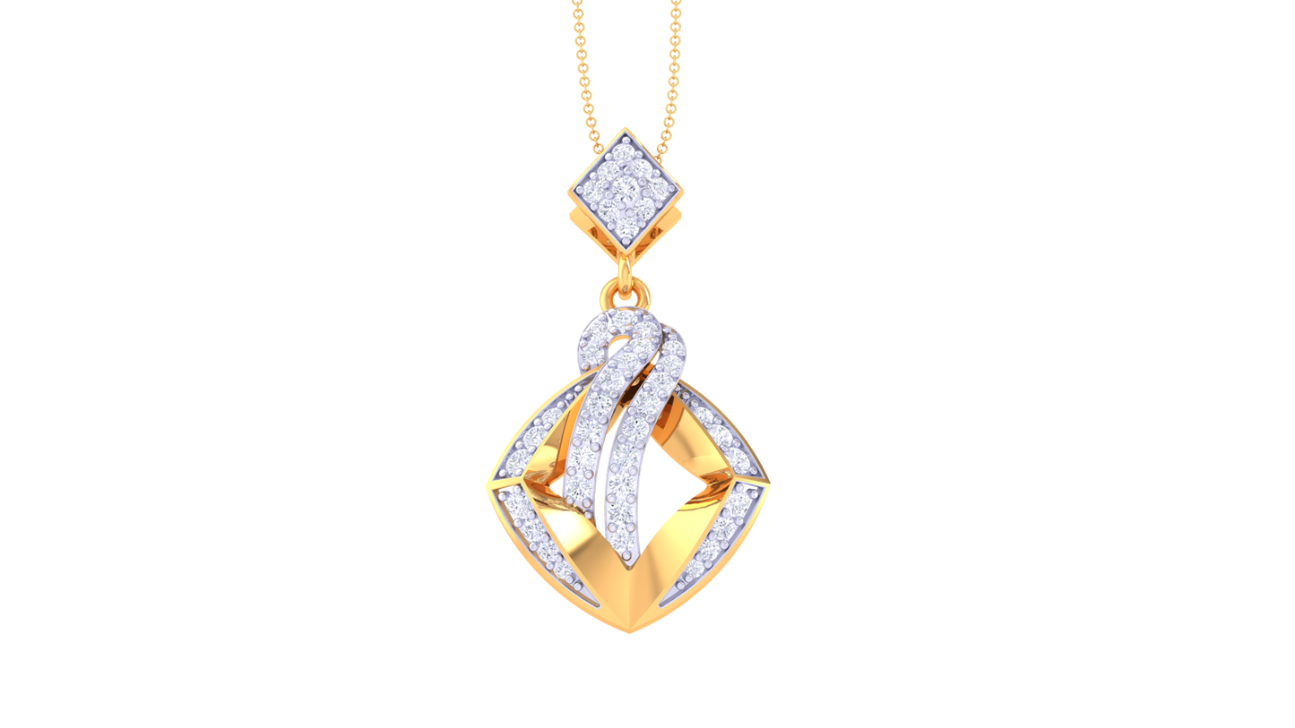 Charming Geometric Gold and Diamond Pendent - 0.40 Ct