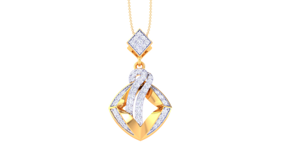 Charming Geometric Gold and Diamond Pendent - 0.40 Ct