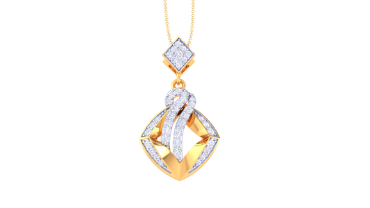Charming Geometric Gold and Diamond Pendent - 0.40 Ct