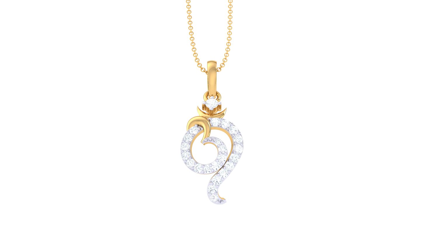 Melodic Bloom Om Pendant In Gold – 0.16 Ct Brilliant Diamonds