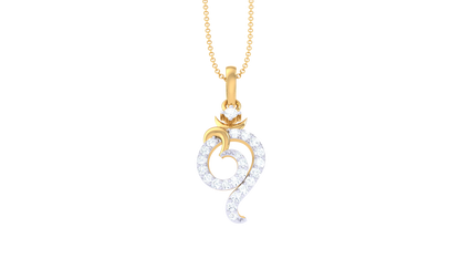 Melodic Bloom Om Pendant In Gold – 0.16 Ct Brilliant Diamonds