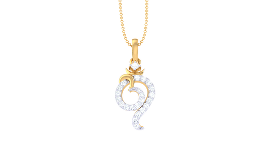 Melodic Bloom Om Pendant In Gold – 0.16 Ct Brilliant Diamonds