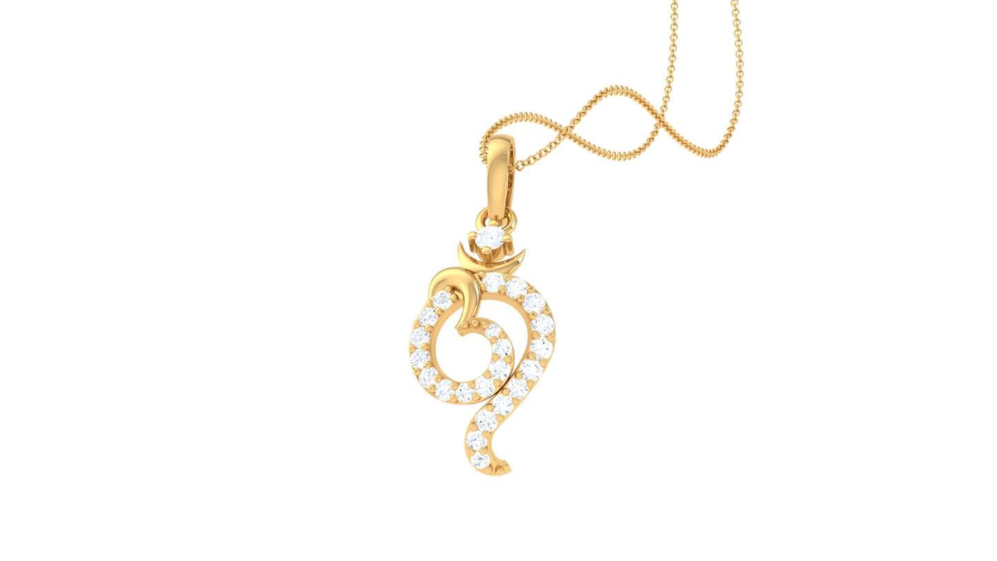 Melodic Bloom Om Pendant In Gold – 0.16 Ct Brilliant Diamonds