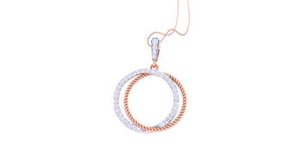 Interlocked Elegance - 0.39 Ct Dazzling Diamond Pendant With Twisted Gold Detail