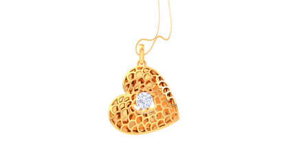 Honey Heart Pendant In Yellow Gold - 0.59 Ct Diamond In Center